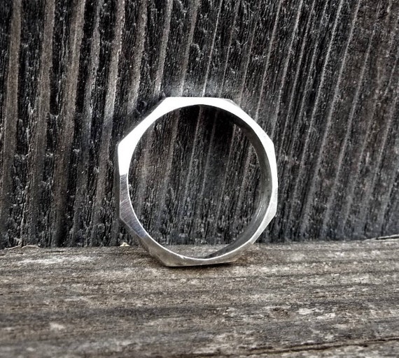 Faceted Twenty-Four Faces Argentium Silver Band Size 10 by SmithSilver