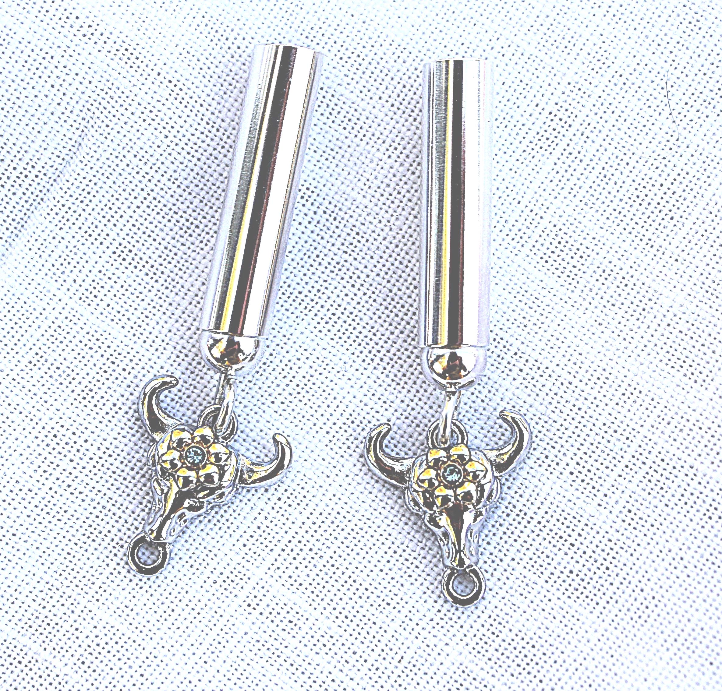 Sterling Silver Bolo Tie Tips with Bullhead or Ball & Feather fits 5mm cords