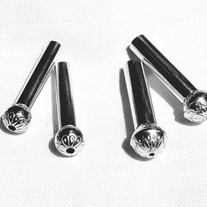 Bolo Tie Tips with Large Patterned Ball Sterling Silver fits 4 or 5mm cord