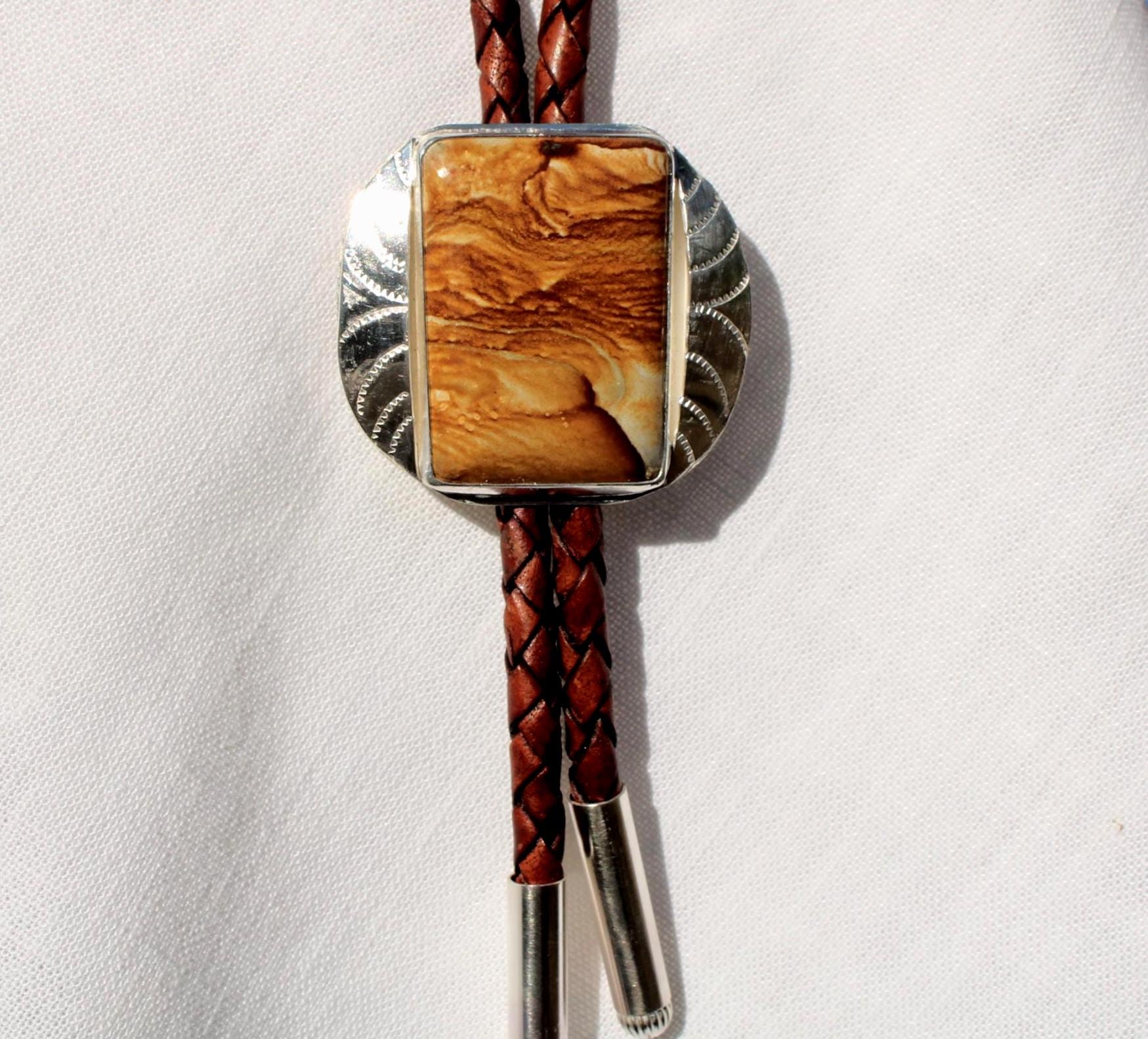 Picture Jasper Bolo Tie Sterling Silver "Lava Flow" by SmithSilver