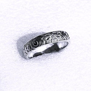 Floral Ring Sterling Silver Wedding Band or Statement Ring by SmithSilver