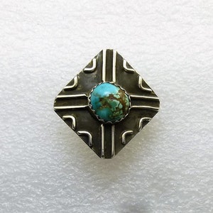Turquoise Ring Size 7 & 1/2 in Sterling and Fine Silver by SmithSilver