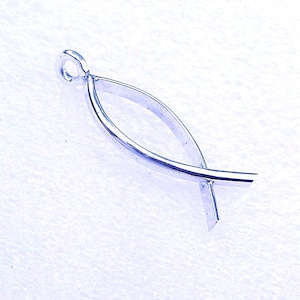 Ichthys Sterling Silver Fish Necklace with Leather Cord by SmithSilver