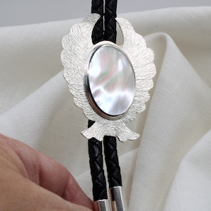 Mother of Pearl Winged Bolo Tie in Sterling and Fine Silver by SmithSilver