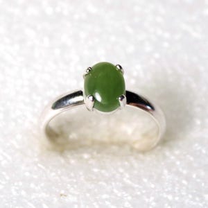 Jade 6x8mm Sterling Silver Ring Size 4 by SmithSilver