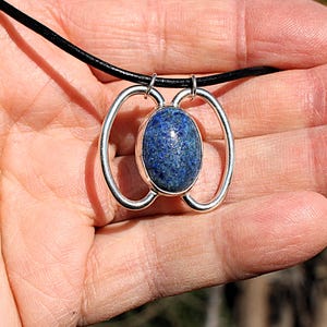 Blue Lapis and Sterling Silver Oval Pendant by SmithSilver