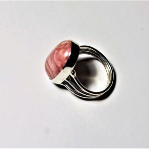 Rhodochrosite in Sterling Silver Ring size 9 & 1/2 by SmithSilver