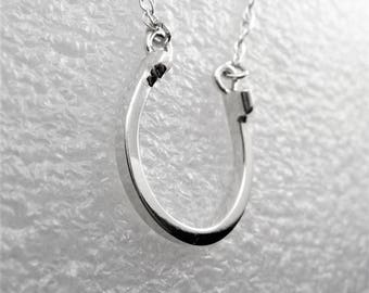 Lucky Horseshoe Sterling Silver Necklace with Double Rope Chain by SmithSilver