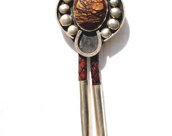 Picture Jasper Bolo Tie: Handmade Sterling Silver Horseshoe - SmithSilver