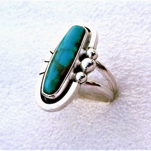 Turquoise Ring Size 8 & 1/2 in Sterling and Fine Silver by SmithSilver