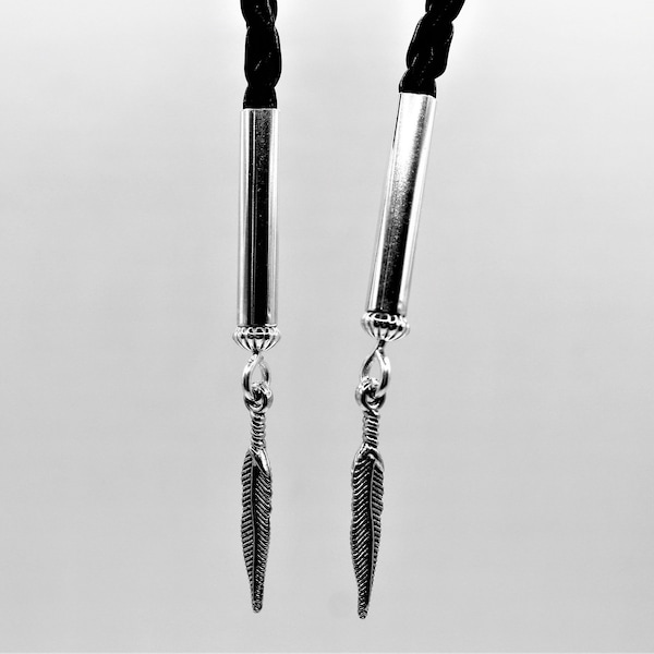 Sterling Silver Bolo Tips with Ball & Feather fits 4mm cords