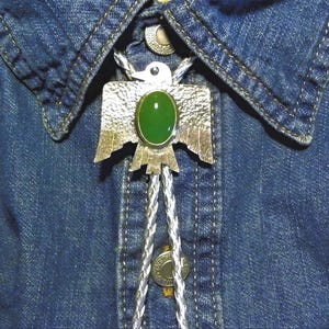 Aventurine in a Stylized Phoenix Bolo Tie in 925 Sterling Silver by SmithSilver