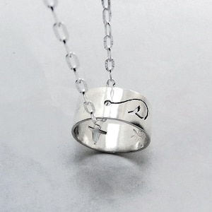 Cross and Fishers of Men Sterling Silver Ring on a Chain by SmithSilver