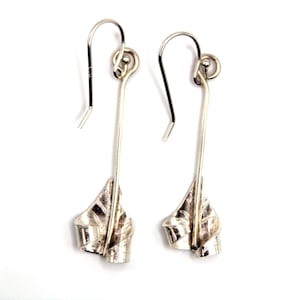 Floral Leaf Argentium Silver Earrings for Pierced-ear by SmithSilver