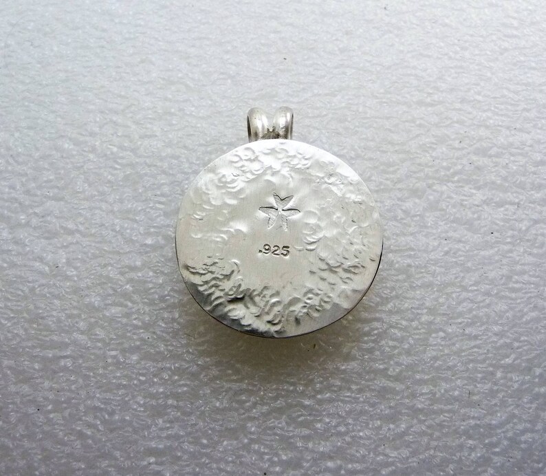 Fused Dichroic Glass Ball Cabochon Circular Pendant in Sterling Silver by SmithSilver