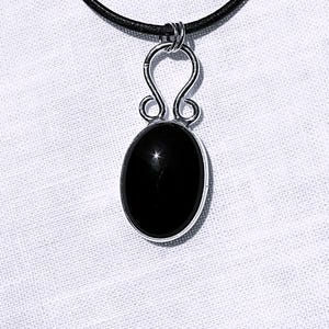 Black Onyx Oval Sterling Silver Pendant Necklace by SmithSilver