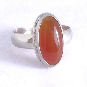 Carnelian Sterling Silver Solitaire Ring size 6 by SmithSilver