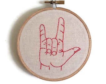 I love you sign language embroidery