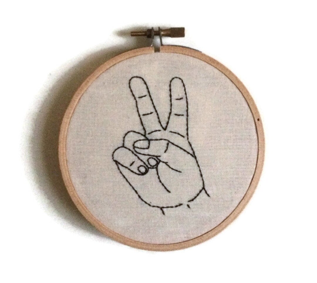 Peace Sign Hand Embroidery - Etsy