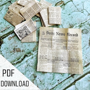 Puppenhaus Miniatur Zeitung PDF Druckvorlage 5 Seiten in 1:12 Maßstab zum Einfachen Drucken