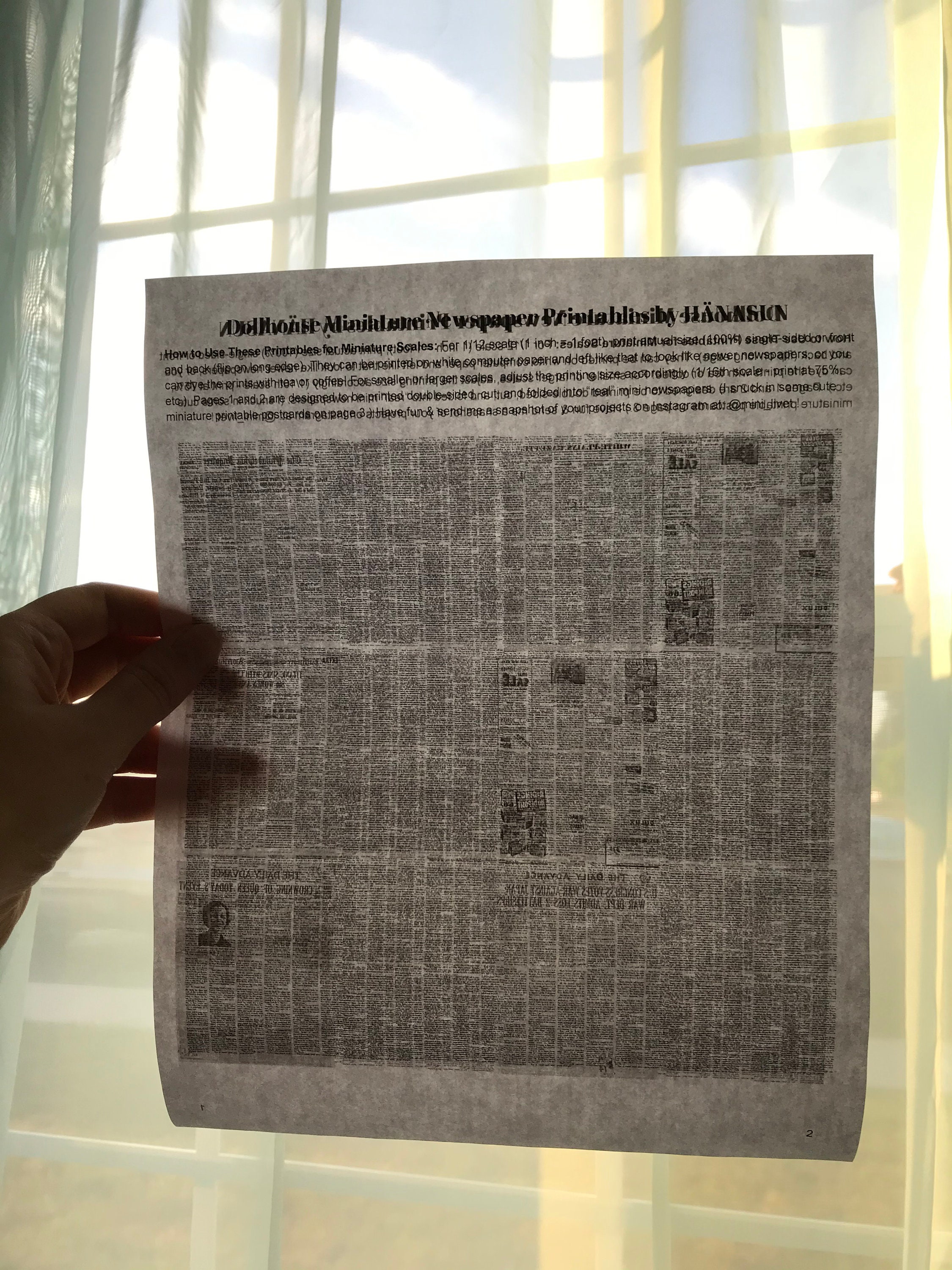 112 Scale Dollhouse Miniature Newspaper Printable 5 Page Etsy