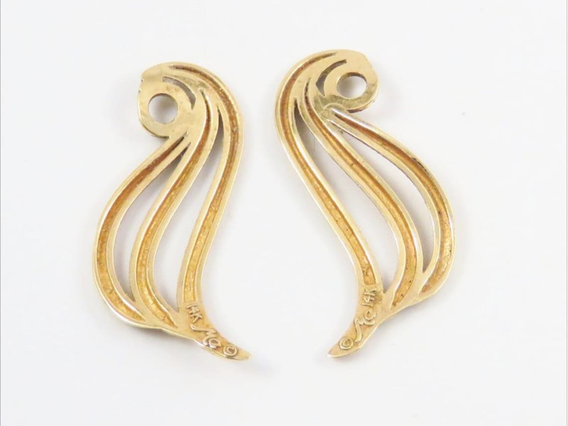 14K Yellow Gold Earring Jackets Set of 2 Etsy