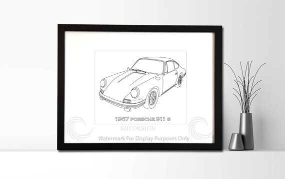 Authentic Sketch Of 1967 Porsche 911 S