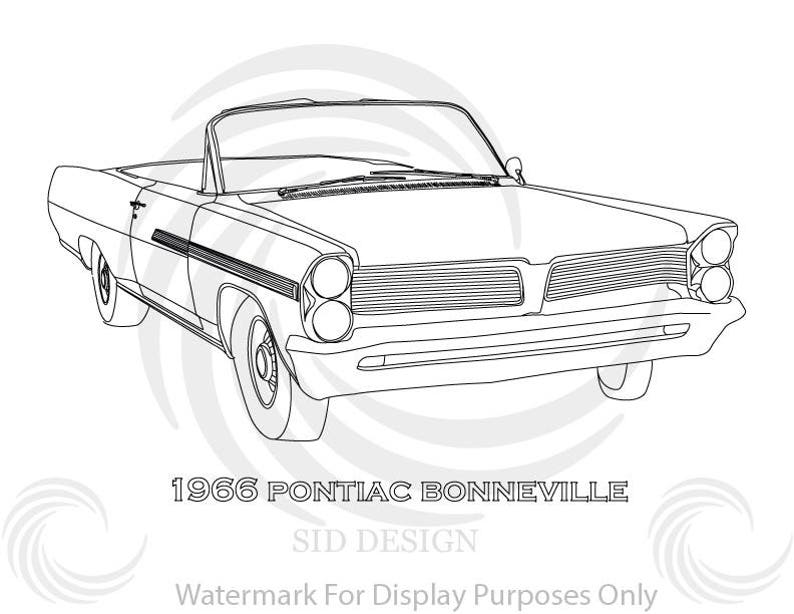 Authentic Sketch of 1966 Pontiac Bonneville Convertible