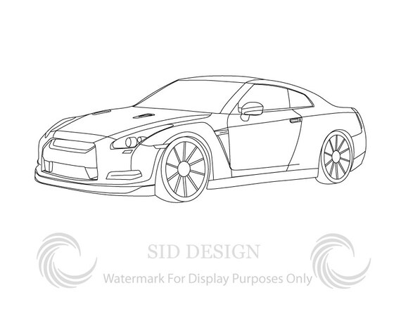 Download Beautiful Nissan Gtr Side View Drawing - work quotes