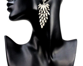Hammered Silver Trapeze Dangle Earring, Boho Chic Trapeze Earring, Bold Statement Earring, Modern Tribal Earring, Bohemian Chic Earring