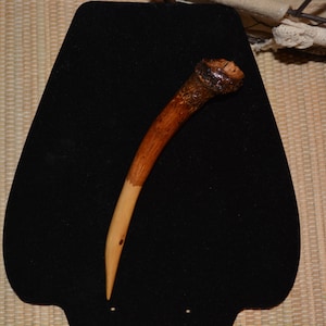 Antler Like &quot;Horn Tusk&quot; Natural Pecan Wood Wooden Hair Stick Piece Hair Toy Organic Unique Tribal Fashion Hair Branch Hand Crafted Handmade