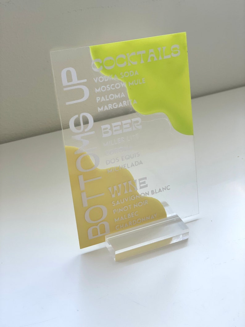 Personalized Acrylic Menus With Acrylic Stand Etsy