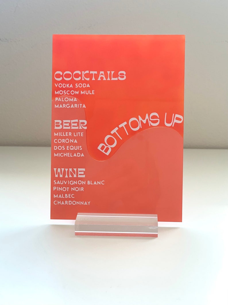 Personalized Acrylic Menus With Acrylic Stand Etsy