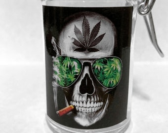 Airtight Herb Stash Jar: Skull Design, Glass Container (3 oz)