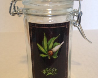 Herb Stash Jar: Airtight Glass Container, Stoner Gift