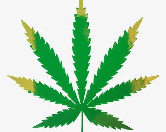Holographic Marijuana Pot Hemp Leaf Vinyl Car Truch Bright Green Decals Stickers