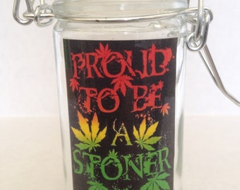 Herb Stash Jar: Airtight Glass Container, Stoner Gift