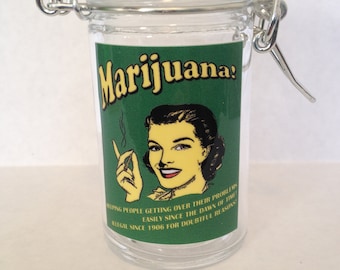 Herb Stash Jar: Airtight Glass Container, Stoner Gift