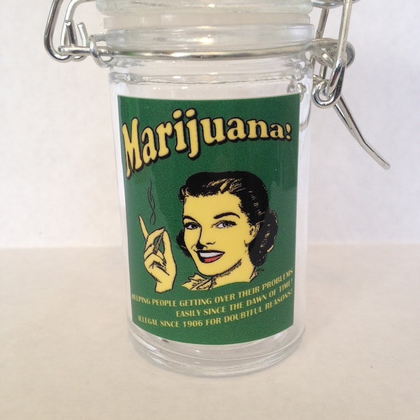 Herb Stash Weed Medical Marijuana Jar Glass Container Storage Custom Herb Holder, Cannabis , Stoner Gift,  Accessories, Glass Weed Supplies