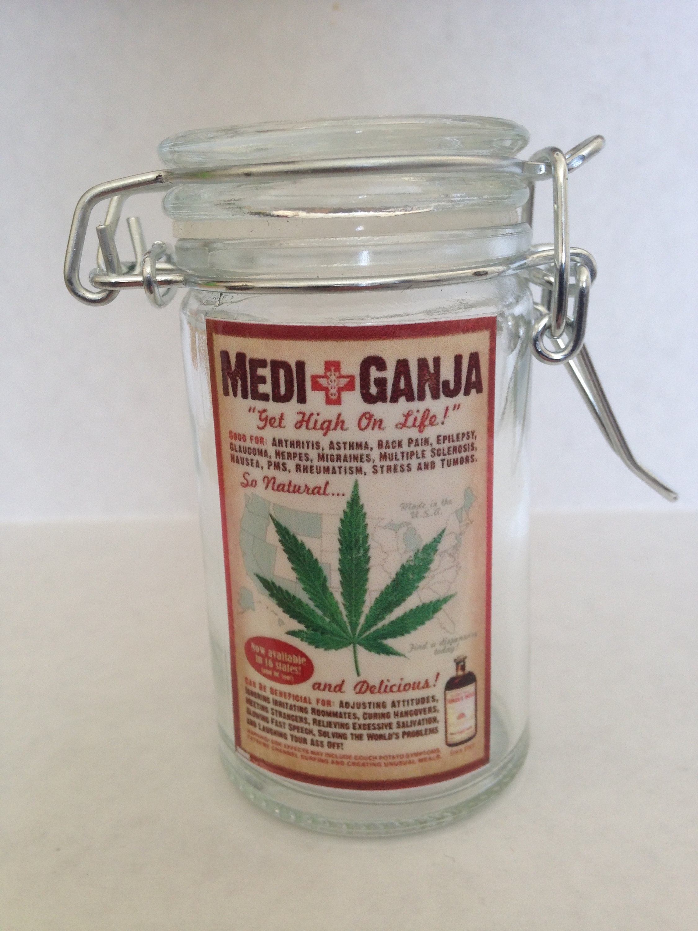 Herb Stash Weed Medical Marijuana Jar Glass Container Storage Etsy