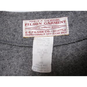 Chaleco vintage Y2K Filson Mackinaw de lana virgen, estilo 20, gris, talla 50 para hombre, hecho en EE. UU. imagen 2
