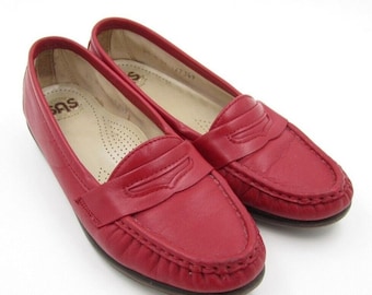 Women's San Antonio Shoemakers SAS Red Comfort Loafer Shoe Sz 4.5US (U2) USA