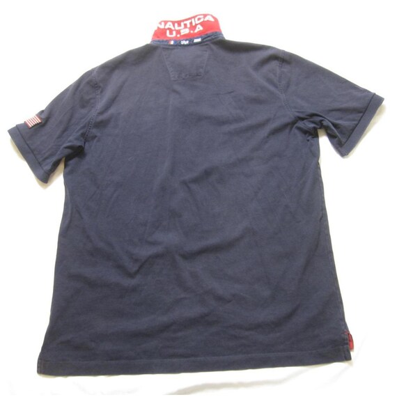 Vintage Nautica Sailing Polo Sz XL Nautical Flags & USA Patch 90s