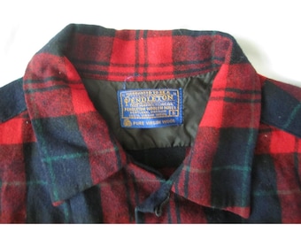 1960's Vtg Men Pendleton Wool Flannel Button Long Sleeve Shirt Sz S (MT790)
