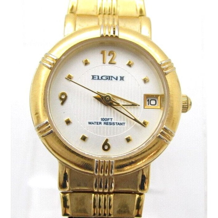 Women\'s Elgin II Quartz WR Analog 32mm Dial Causal Round Watch (F285) ELGIN II Diamond Quartz Watch Womens Gold Tone Case Needs  main image 2