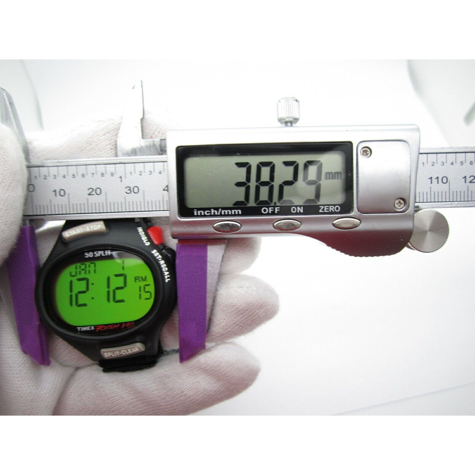 New Timex Rush VO2 Indiglo 100m WR Digital 38mm 50 Split Sport