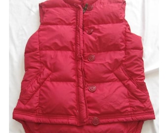 Vtg Y2K J. Crew Women's Puffer Vest Red Quilted Down Fill Zip Size M (WJ99)