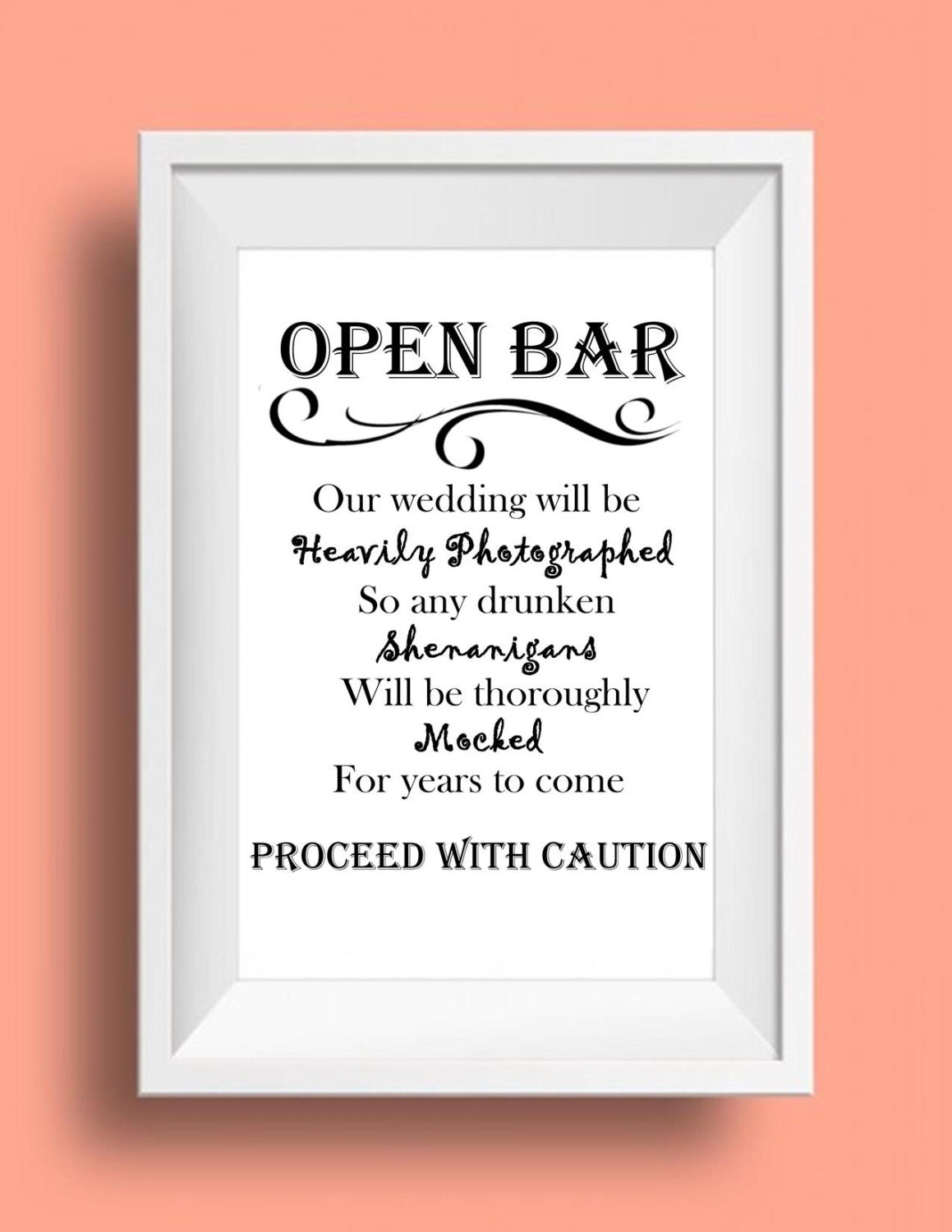 Flash Sale Wedding open bar instant download open bar sign | Etsy