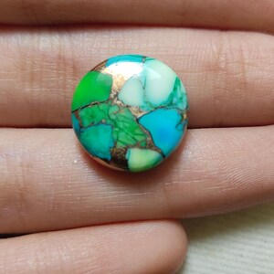 Green turquoise shape round cabochone weight 11.5 size 15x15x4mm