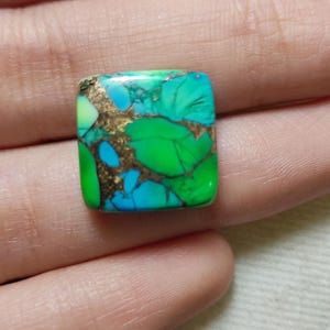 Green turquoise shape square cabochone weight 12.5 size 15x15x4mm